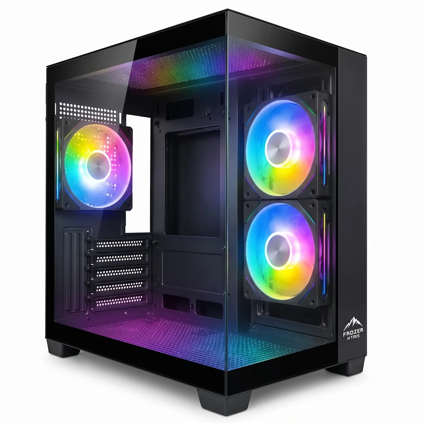 frozer-tank-100-black-gaming-case-dual-tempered-glass Frozer TANK-100 Black Gaming Case-Dual Tempered Glass