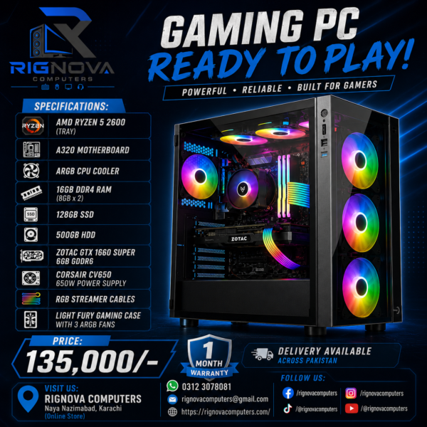 Ryzen 5 2600 GTX 1660 Super Gaming PC 16GB DDR4