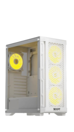 Boost Enclosure Pro Series P300 White Mid-Tower ATX Gaming Case with 4 ARGB Fans
