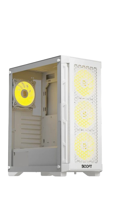 Boost Enclosure Pro Series P300 White Mid-Tower ATX Gaming Case with 4 ARGB Fans
