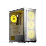 Boost Enclosure Pro Series P300 White Mid-Tower ATX Gaming Case with 4 ARGB Fans