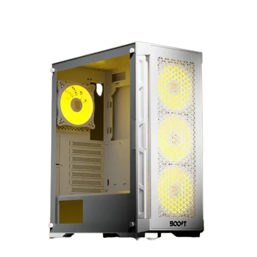 Boost Enclosure Pro Series P300 White Mid-Tower ATX Gaming Case with 4 ARGB Fans